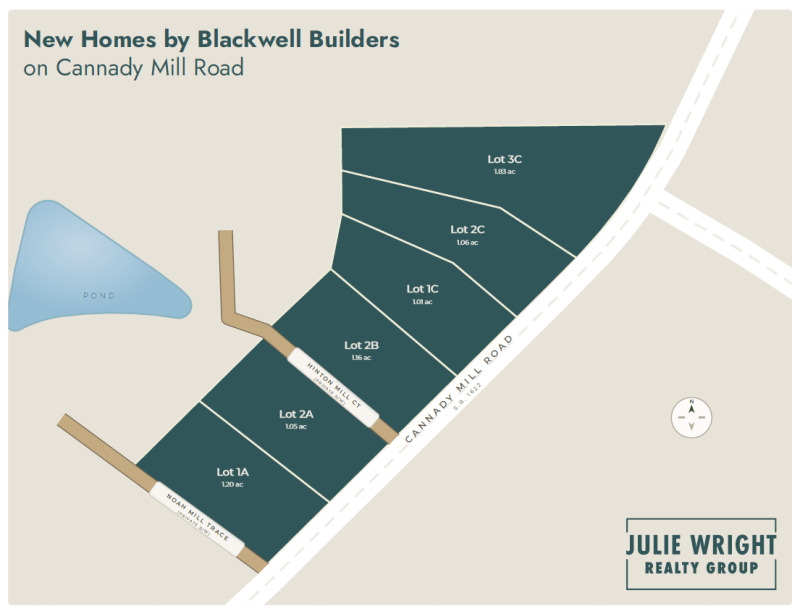Cannady Mill Road Lots marketing map showing lot layout and road frontage